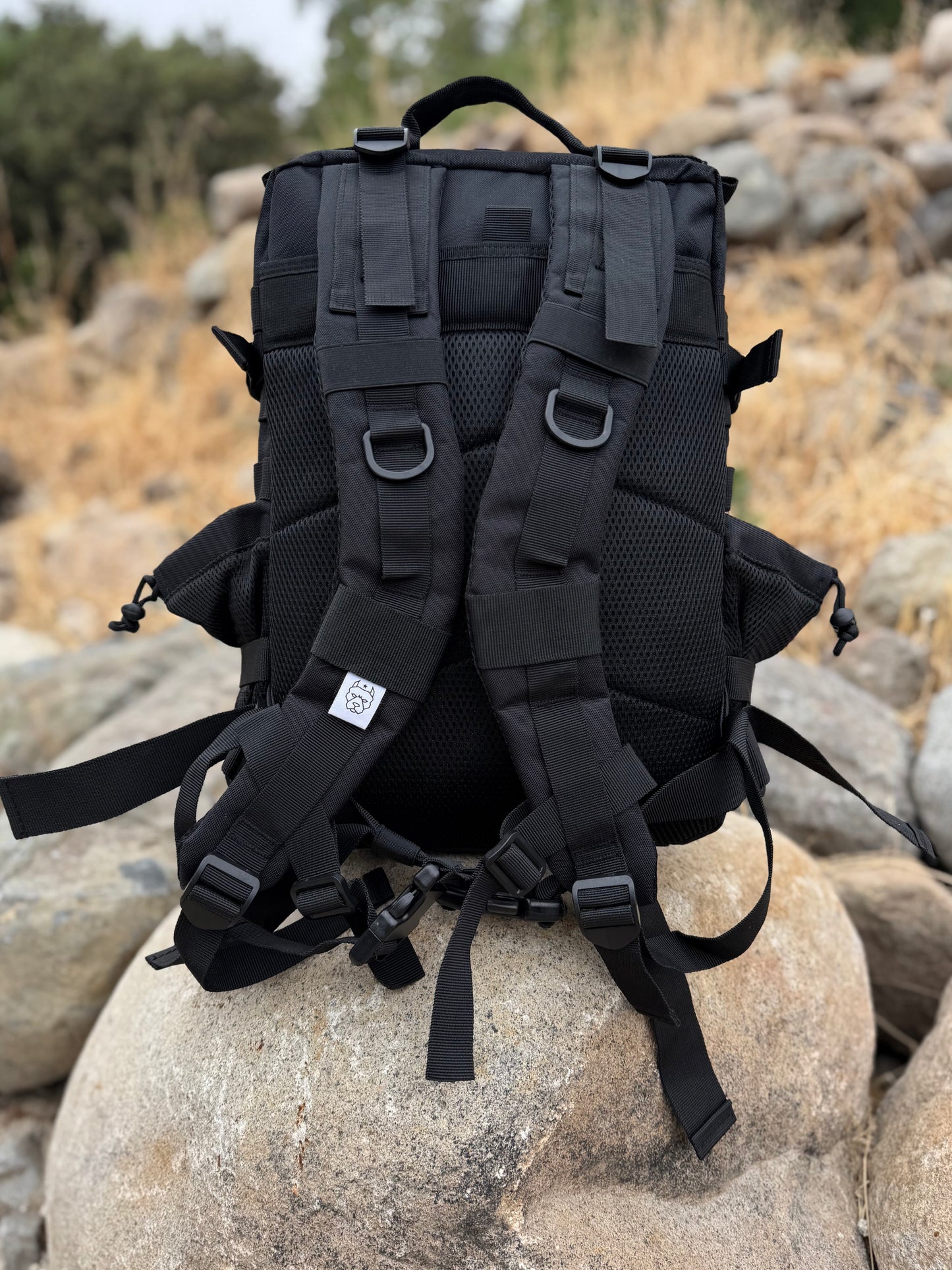 Mochila Bullypak 25 Litros Negra lazos Morados (Calidad Premium)