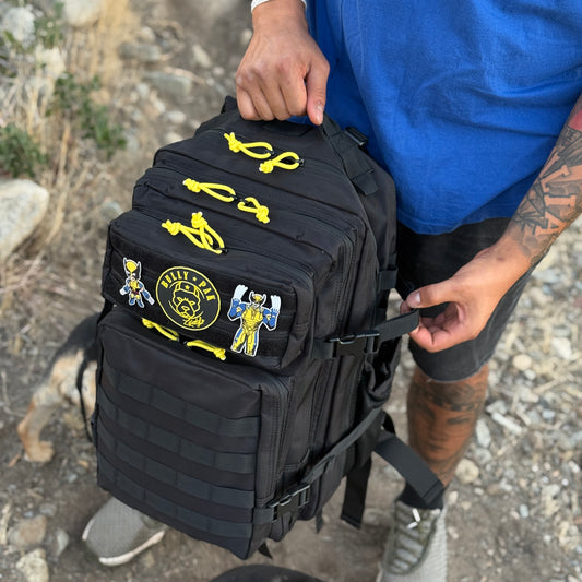 Mochila Bullypak 25 Litros Negra lazos Amarillos (Premium)