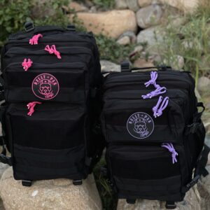 Mochila 45 Litros Negra lazos Fucsia